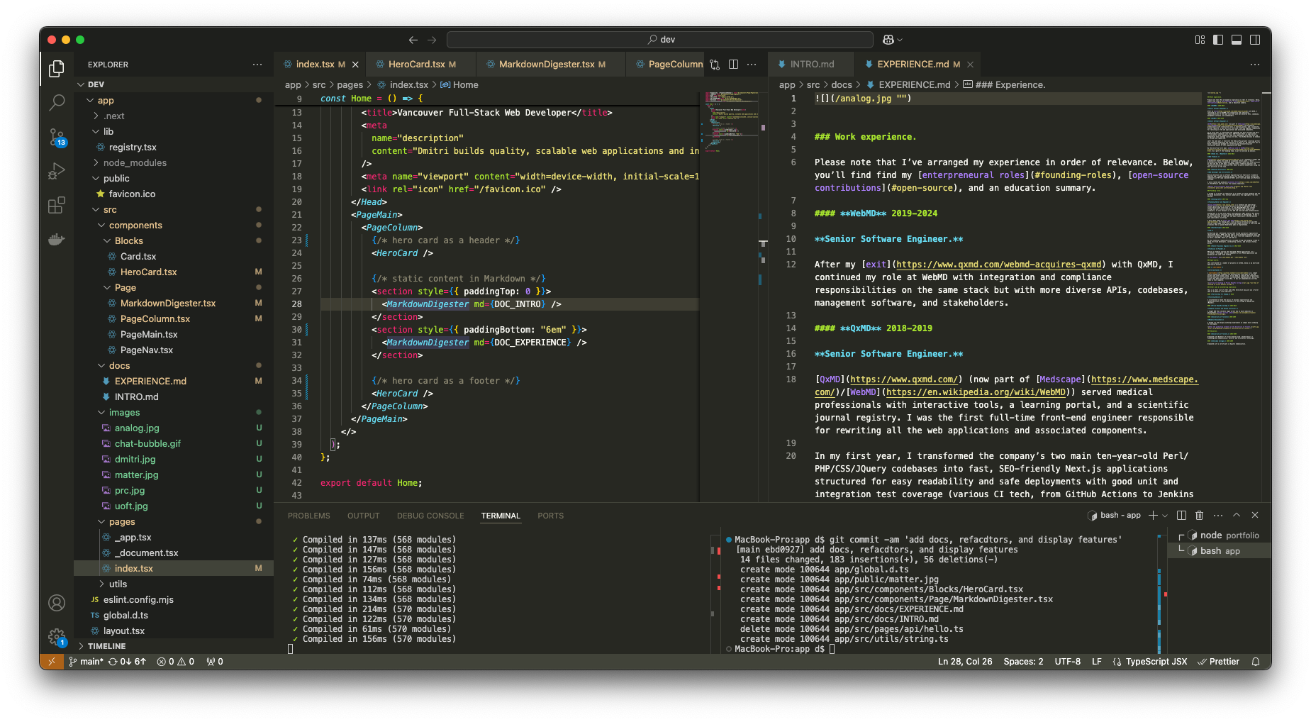 My VS Code as I edit this web page.